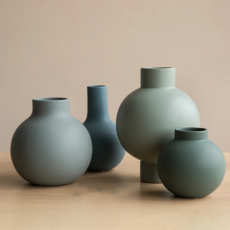 szy Vases Vases for Centerpieces Creative Ceramic Table Decoration Craft Vase Mediterranean Milk Jug Vase Color : Gray, Size : 22.513.5cm 