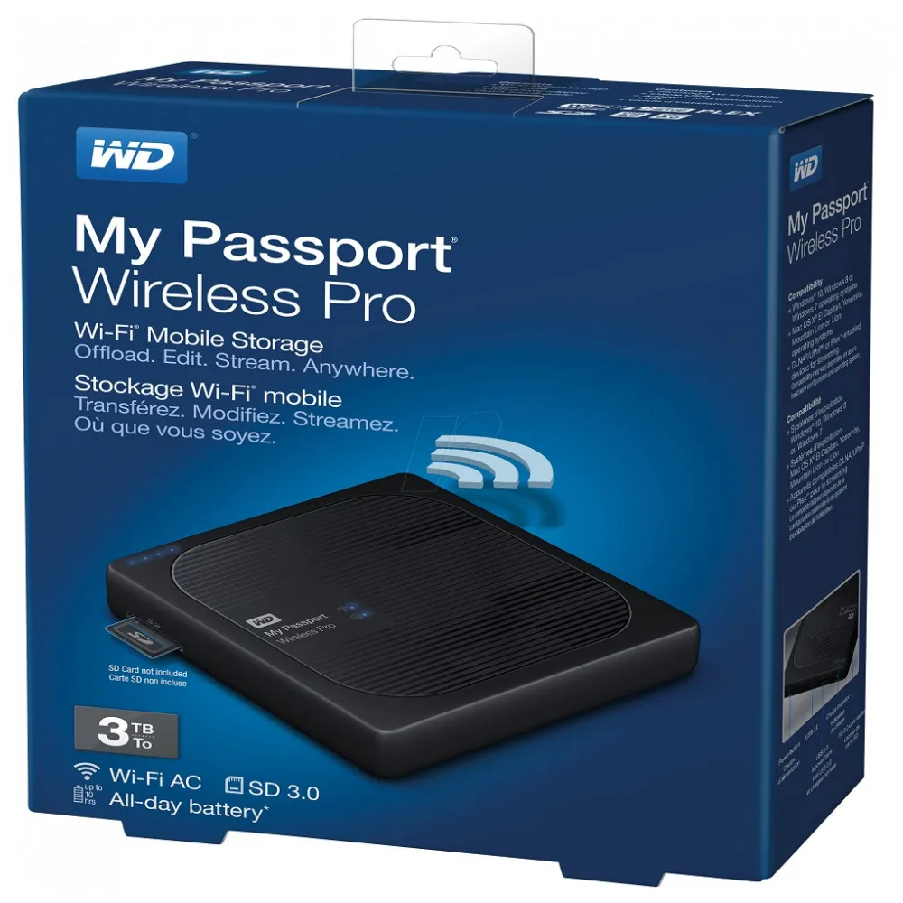 Жесткий диск Western Digital WDBSMT0030BBK-RESN WDC,USB3/WIFI/SD 3TB EXT. 2.5" BLACK
