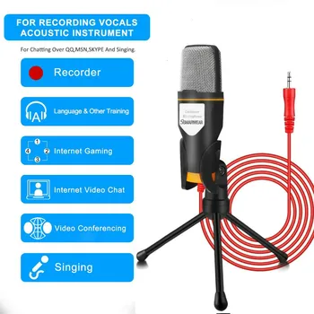 

3.5 Computer Condenser Microphone Plug & Play With Tripod Stand For Chatting/Skype/YouTube/Recording/Singing/Gaming/Podcasting