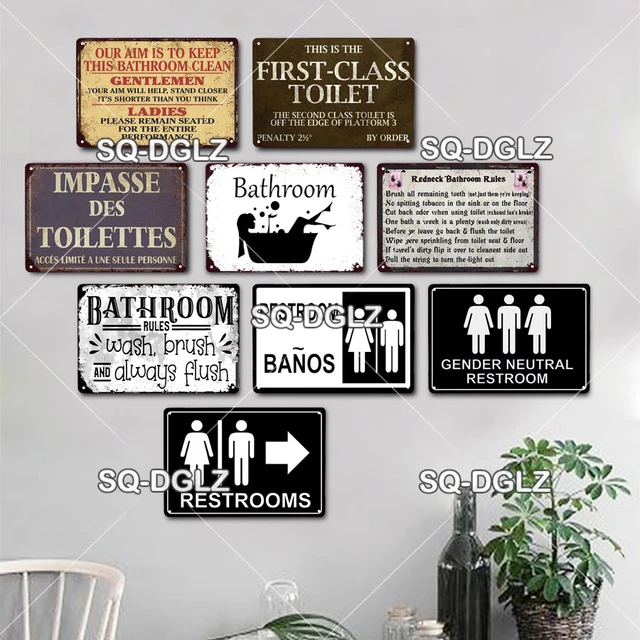 SQ-DGLZ]Toilettes Plaque Métal Vintage Bar Décoration HODecor Dominroom  Banos Affiche Toilette 18/Signe - AliExpress