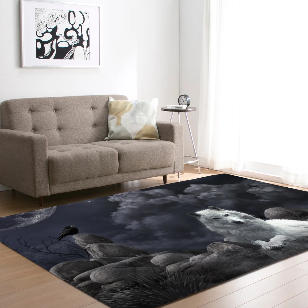 3D Printed Wolf Carpets Modern Outdoor Floor Rugs Home Decor for Living Room Bedding Room Hallway Large Rectangle Area Yoga Mats