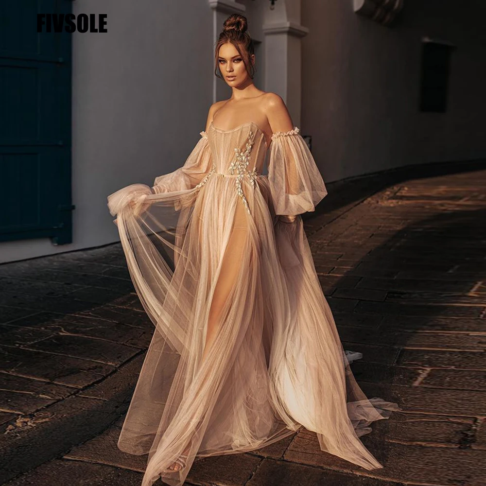 『Cheap!!!』- Fivsole Tulle A-line Wedding Dress 2022 Off The Shoulder
Bridal Gown Backless Brides Dress Vestidos De Novia Vestido Feminino