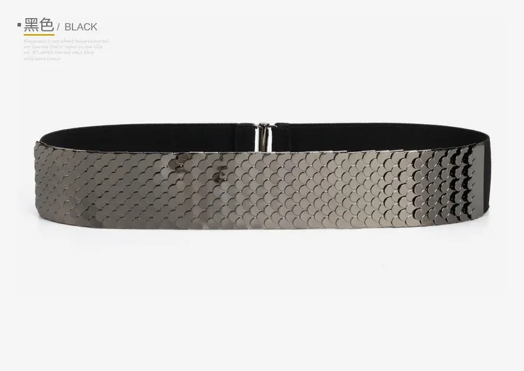 Deepeel Metal Sequin Cummerbunds Fashion Decorative Skirt Elastic Wide Belt Decorative Luxury Women's Belt Accessories YK607 - Цвет: gray