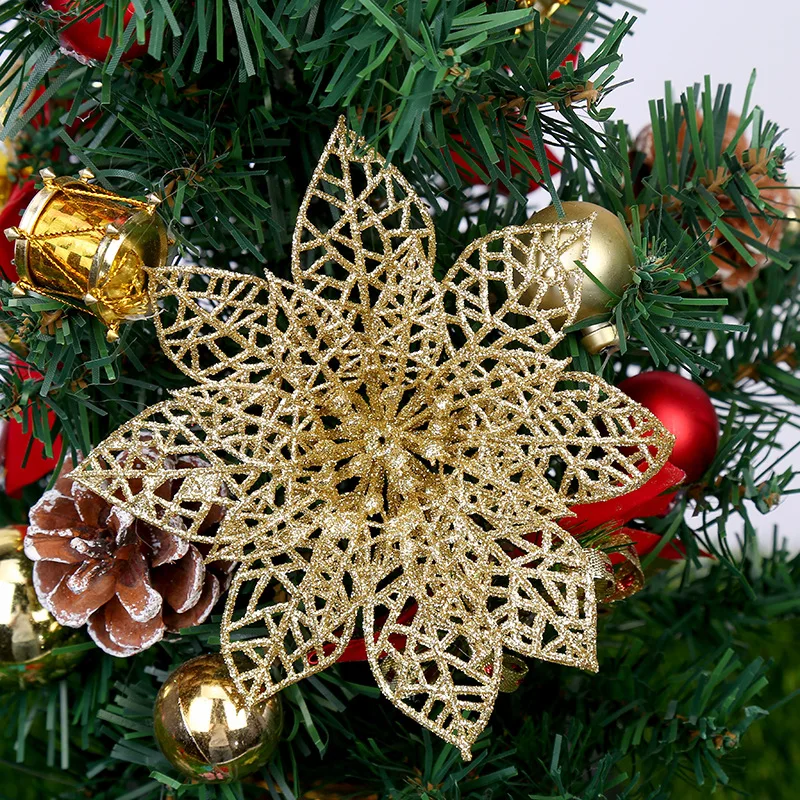 

10PCS Artificial Flowers Christmas Tree Ornaments Christmas Decorations for Home Xmas Tree New Year Decor Navidad 2019 natale
