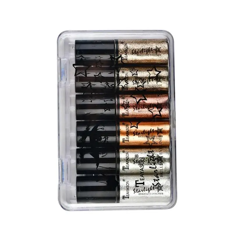 6pcs Set Professional Makeup Silver Rose Gold Color Liquid Glitter Eyeliner New Shiny Eye Liners for Women Eye Pigment 6pcs Set Professional Makeup Silver Rose Gold Color Liquid Glitter Eyeliner New Shiny Eye Liners for Women Eye Pigment