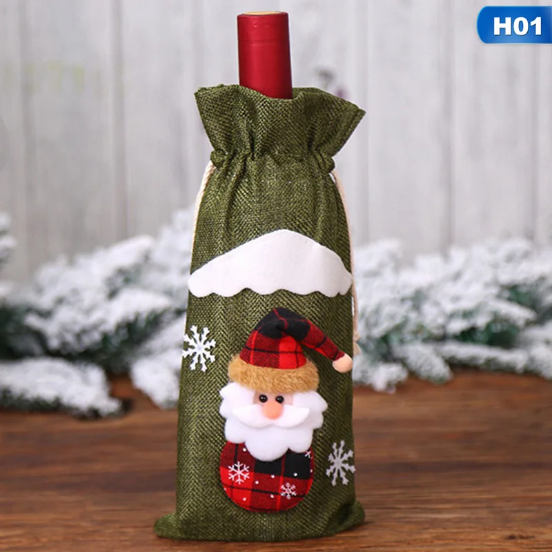 XMA2444H01 Рождественский стол, Декор, вечерние, для ужина, красное вино, Рождество, Санта-дерево, крышка для бутылки, наборы, декор для бутылки, для нового года, рождественского ужина - Цвет: XMA2444H01