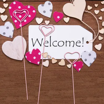 

10 Pcs Photo Clips Love Heart Shape Practical Metal Picture Stand Table Card Holders Photo Holders for Restaurant Home Office