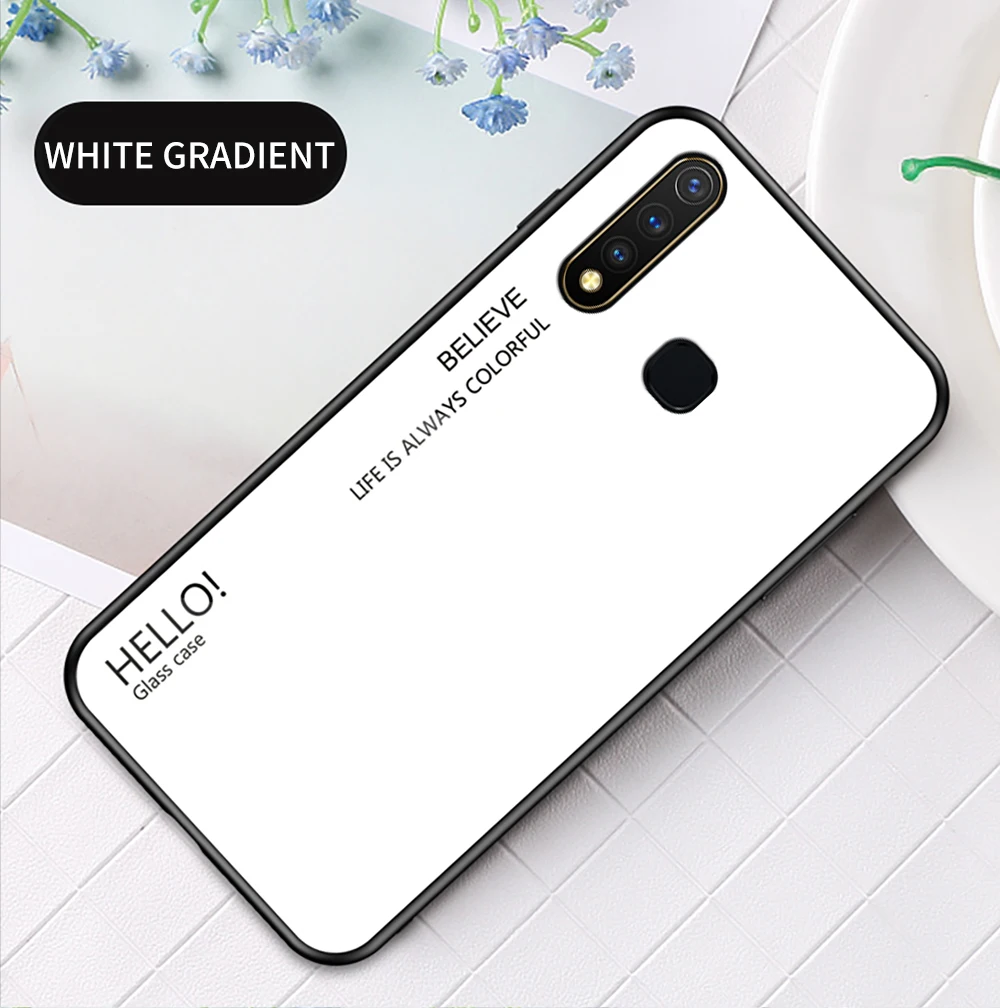 Чехол из закаленного стекла с градиентом для Vivo Y19 Y 19, чехол для Vivo U3 Y5s V1934A/T, градиентный цвет, глянцевая стеклянная Защитная крышка