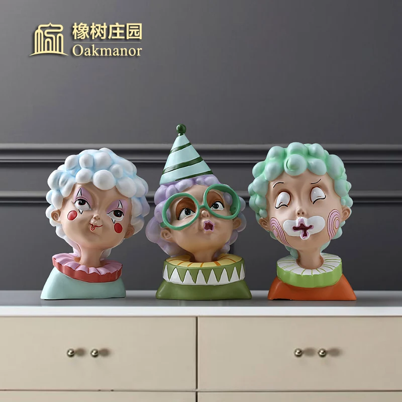 Best Creative Circus Clown Head Decoration Modern Decoration Of Living Room, Wine Cabinet And Tv Cabinet
