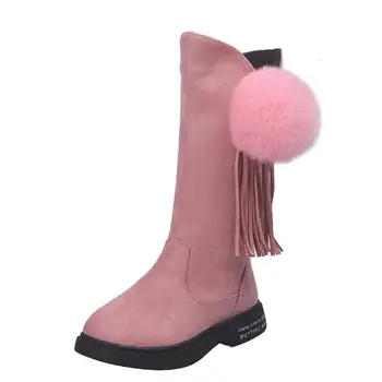

New Winter Children Boots Girls Leather Boots Fashion Fringe Suede Boots High Child Princess Girls Shoes Size 27-37 Autumn
