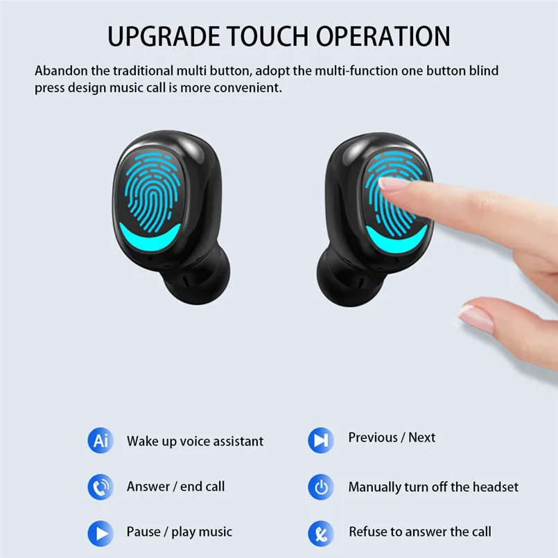 Близнецы мини беспроводные Bluetooth наушники BT 5,0 Спортивная гарнитура портативный зарядный ящик светодиодный дисплей Fone De Ouvido 50DEC19