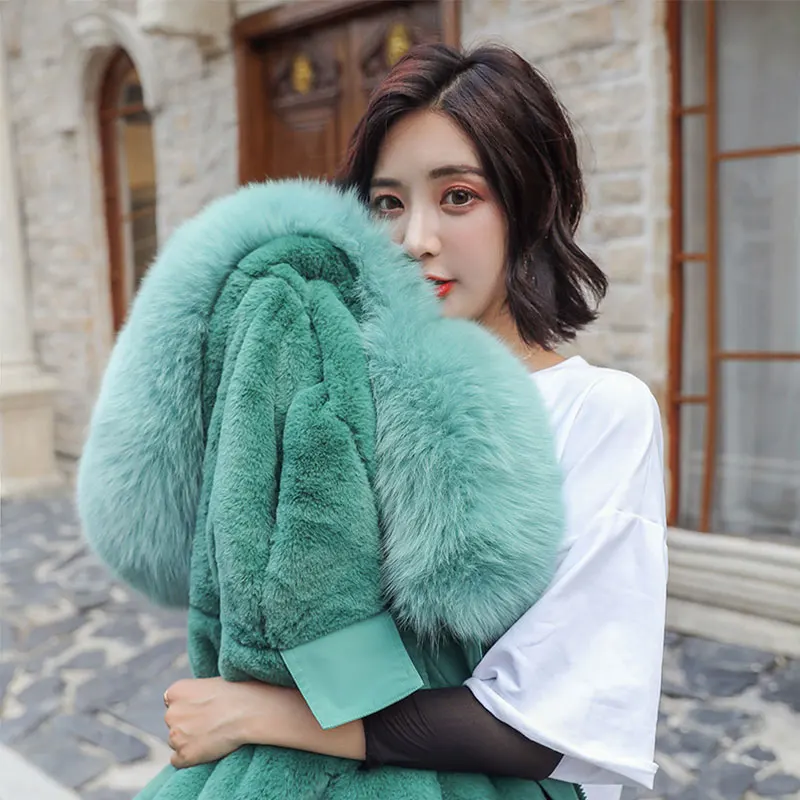 Koop Bontkraag Capuchon Student Winter Down Jas Jas Lange Dikke Warme Vrouwen Gewatteerd Parka Zware Katoen gewatteerde Jas