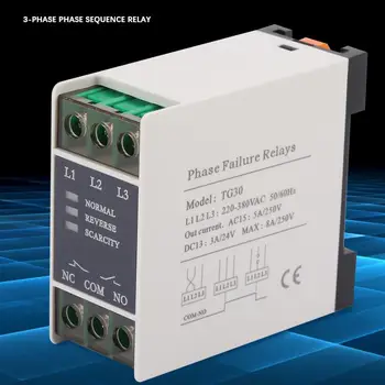

TG30 3-Phase Phase Sequence Relay Protector Voltage Phase Failure Loss Protection 220-380VAC Protective Latching Relay