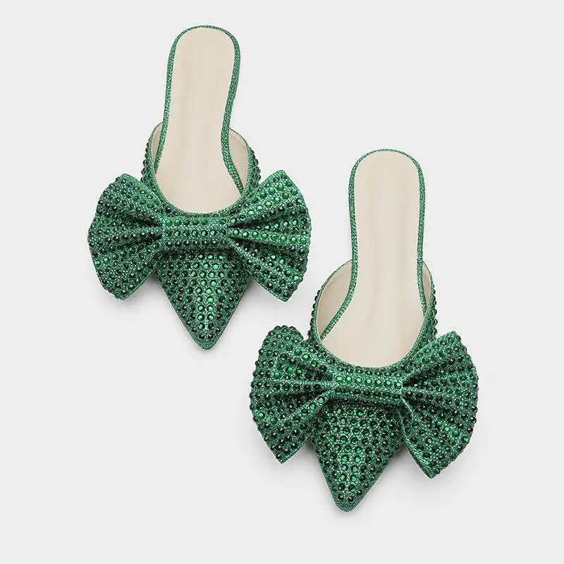 

2021 New summer women pointed flat flip-flop female slippers Europe USA fashion best selling diamond girl lady slippers