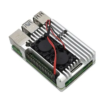 

Aluminum Enclosure Case Silver Metal Shell with Cooling Fan for Raspberry Pi 4B R2JB