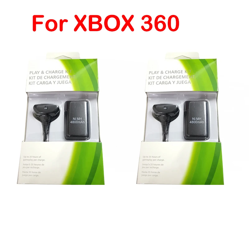 4800mAh Rechargeable Battery Pack+USB Charger Cable For XBOX 360 Wireless Controller Gamepad Battery Ni-MH Replacement Batteries