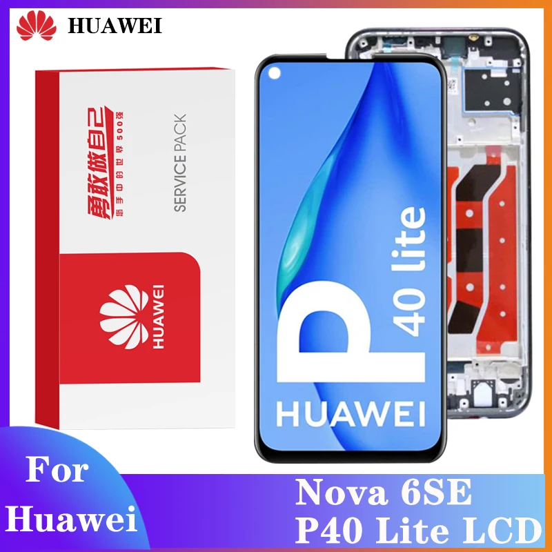 Оригинальный 6 4 ''дисплей Замена с рамкой для Huawei P40 Lite LCD сенсорный экран дигитайзер сборка Nova SE ЖК