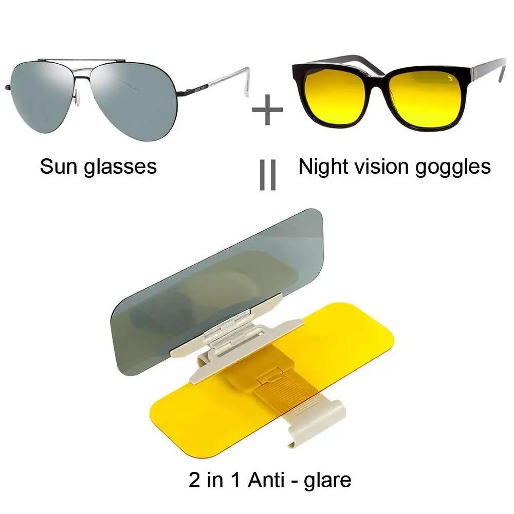 

E-FOUR Car Sun Visor for Day and Night Anti-Glares Car Visor Extender 2 in 1 Automobile Sun Visor Universal Windshield Driving