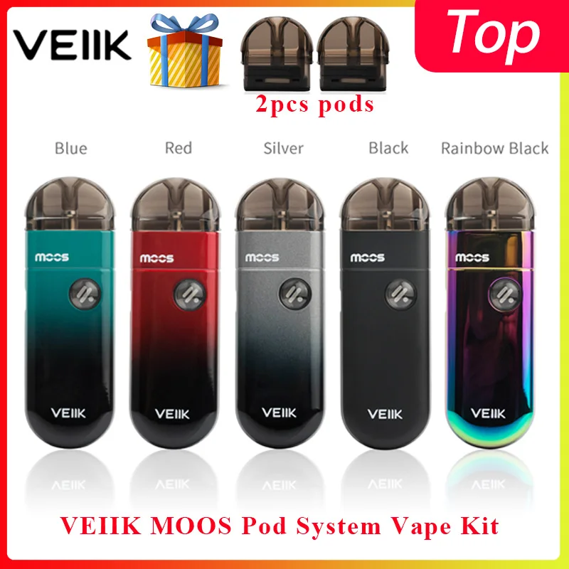 

E cigarette Pod vape Veiik MOOS Vape Pod Kit 1100mAh built-in battery & 2ml pod for 1.2ohm ceramic coil with lanyard POD Kit