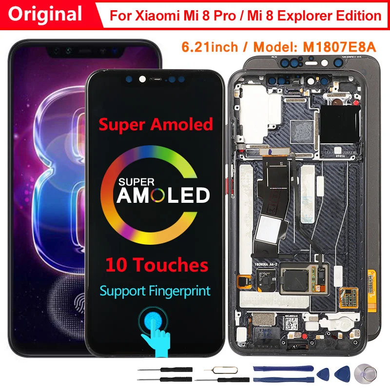 Оригинальный дисплей для Xiaomi Mi 8 Pro Mi8 Explorer Edition сменный ЖК-экран Super Amoled со сканером