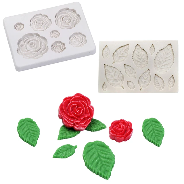 1Dcs Cukorcraft Rózsa Virágok Levelek Szilikon Penész Fondant Torta Forma Csokoládé Agyag Esküvői Díszítő Eszközök