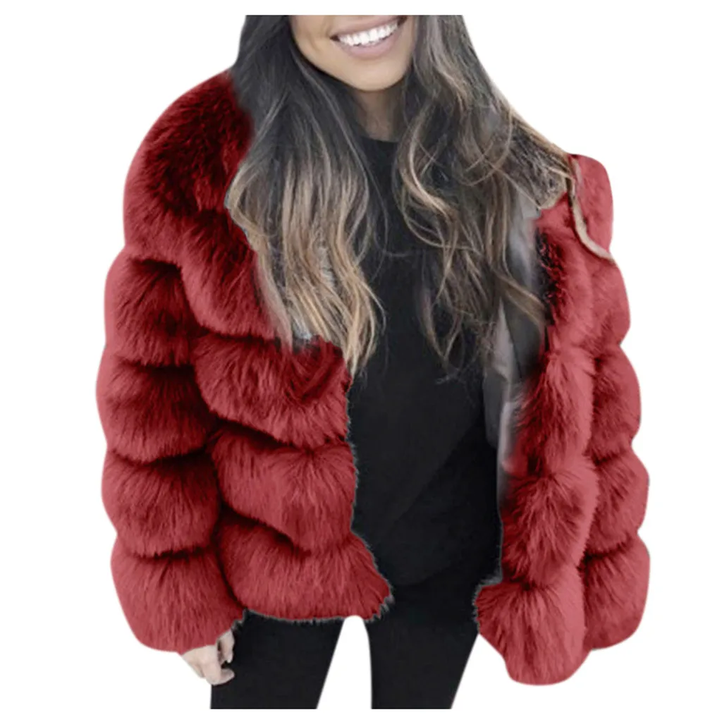 Пальто из искусственного меха для женщин, зимнее теплое пальто с длинными рукавами, модная Толстая куртка, верхняя одежда chaqueta mujer, большие размеры, S-3XL