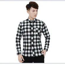 Мужская стандартная клетчатая рубашка с длинным рукавом с накладным нагрудным карманом, повседневная клетчатая мягкая хлопковая рубашка на пуговицах для мужчин