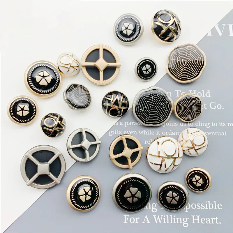 

6 Pcs White Black Point Oil Metal Button Sewing Classic Button for Clothing Sweater Suit Coat Garment Accessories DIY Materials