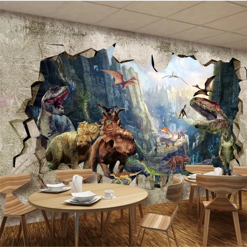 

Customized large murals wallpaper fashion home decoration ancient times dinosaur kingdom 3D stereo TV storefront kid room wall
