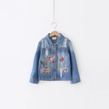

Thunderers Jean Jacket Spring Autumn Kids Girl Clothes Butterfly Embroidered Denim Coat 3-7 Years Flowers Jackets For Girls