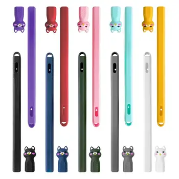 

1Set Cute Animal Pattern Pen Holder Case Soft Silicone Protective Pouch Cap Cover Skin for Apple Pencil 2nd Accessories