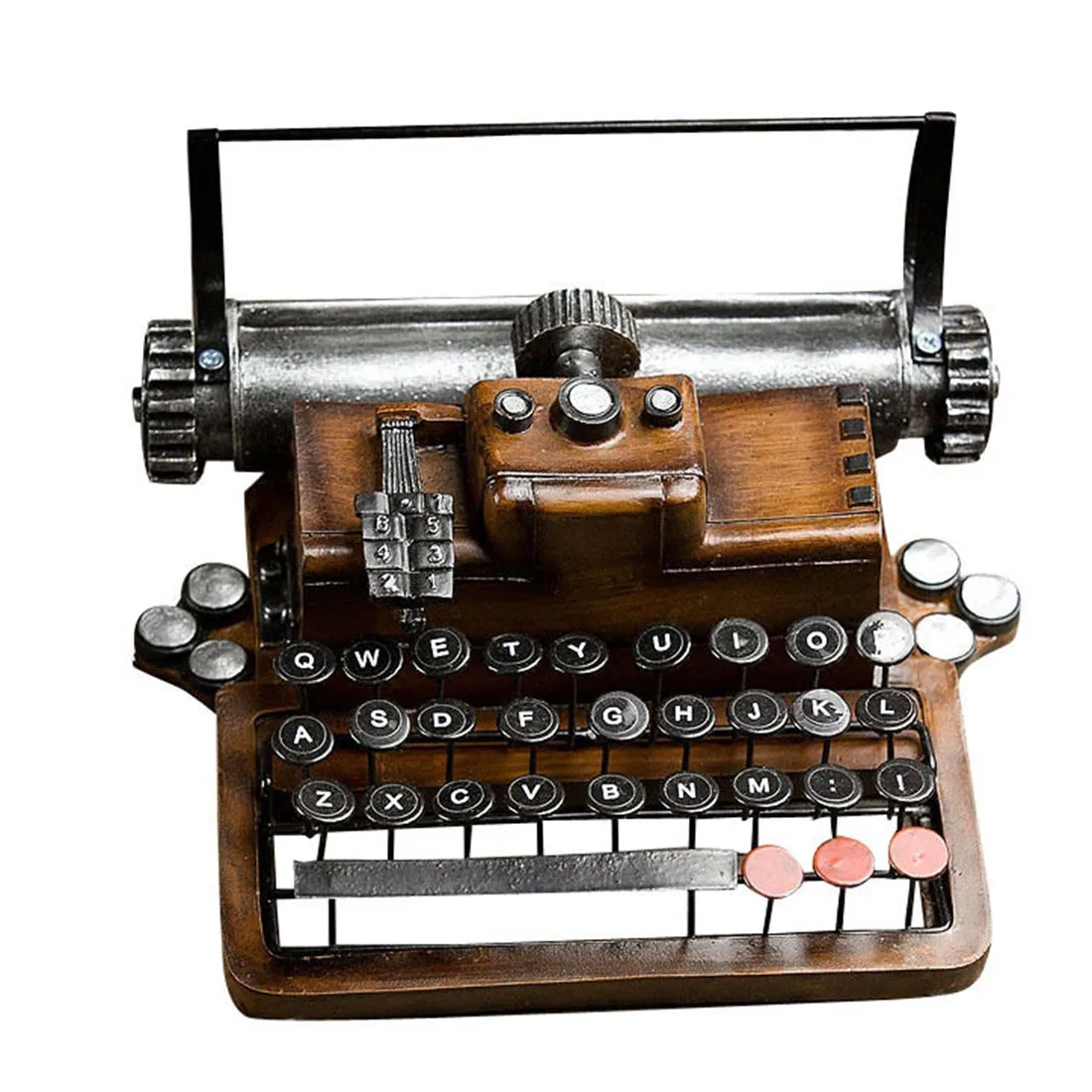 

Retro Metal Typewriter Model Vintage Handicrafts Antique Typing Machine Home Decoration Crafts Gift - D Type Blue