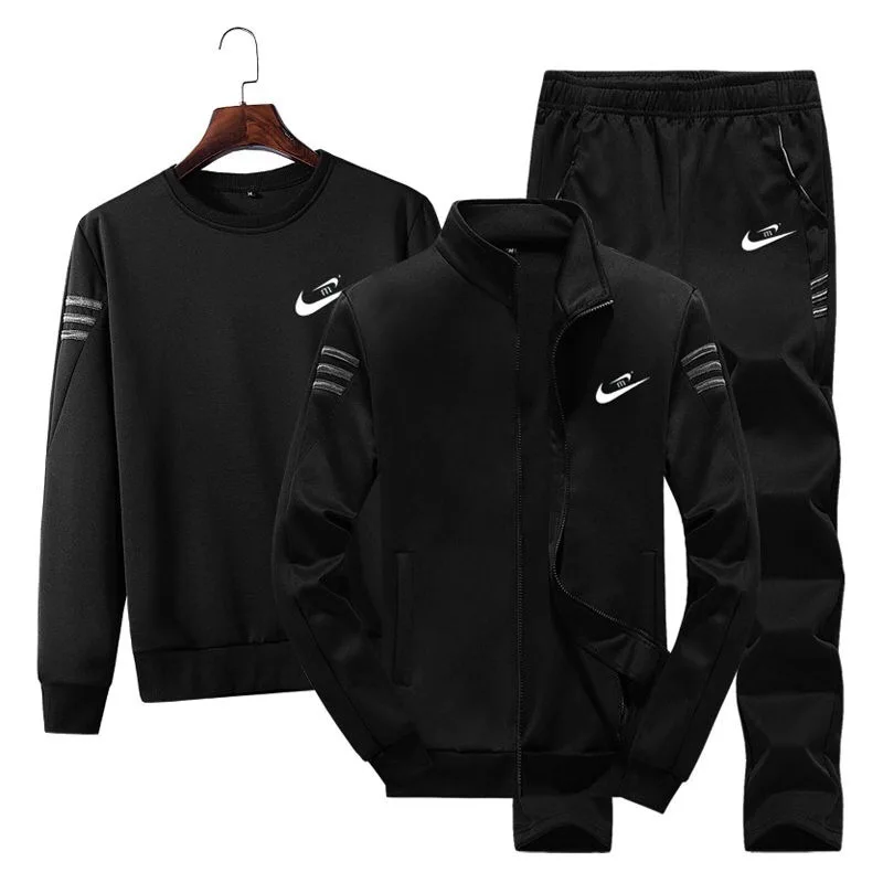 

Autumn New Style Three Bars Korean-style Leisure Sports Suit MEN'S Outerwear Hoodie Three-piece Set Men'S Wear