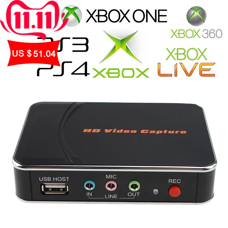 Ezcap HD Game Video Capture 1080P HDMI YPBPR Recorder For XBOX One/360 PS3 /PS4 with One Click No PC Enquired No Any Set-up