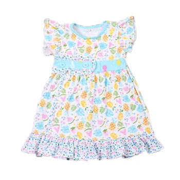 

summer boutique girl dress kid summer flutter sleeve dress for party princess ruffle knee length dress children toddler clothing