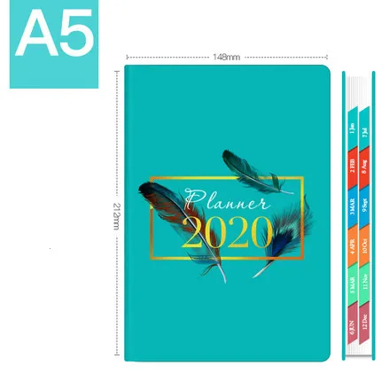 A5 Soft Pu 365 Days Agenda Schedule Notepad Cute Office Planner Diary Notebook Daily Weekly Planner Bullet Journal - Цвет: Qun Qing Se