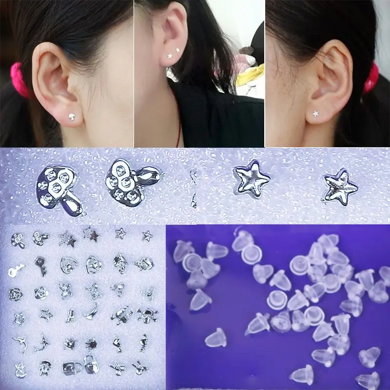 18 пар посеребренные серьги гвоздики в виде звезды/сердца/Луны|earrings owl|earring gaugesearring
