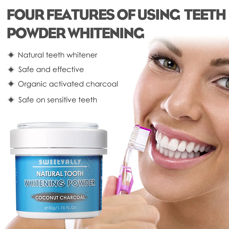 Сладкий отбеливающий зубной порошок натуральный кокосовый уголь Отбеливание