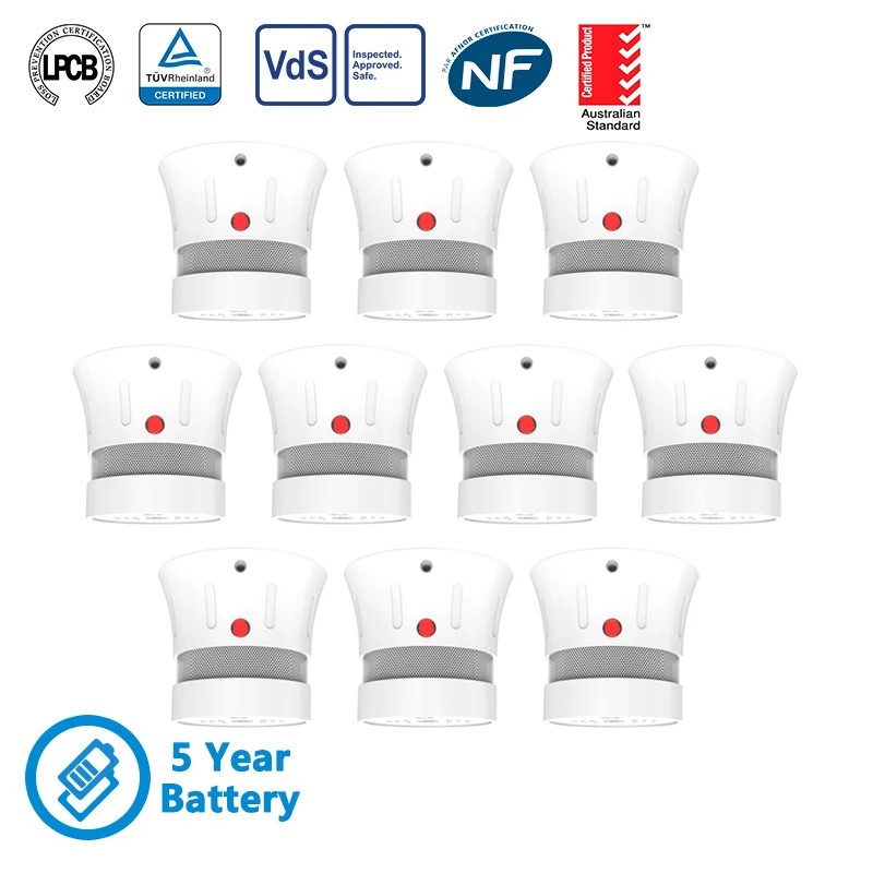 CPVan FSD001 Mini Smoke Detector CE EN14604 Smoke Alarm Independent Photoelectric Smoke Sensor for Home Security rookmelder