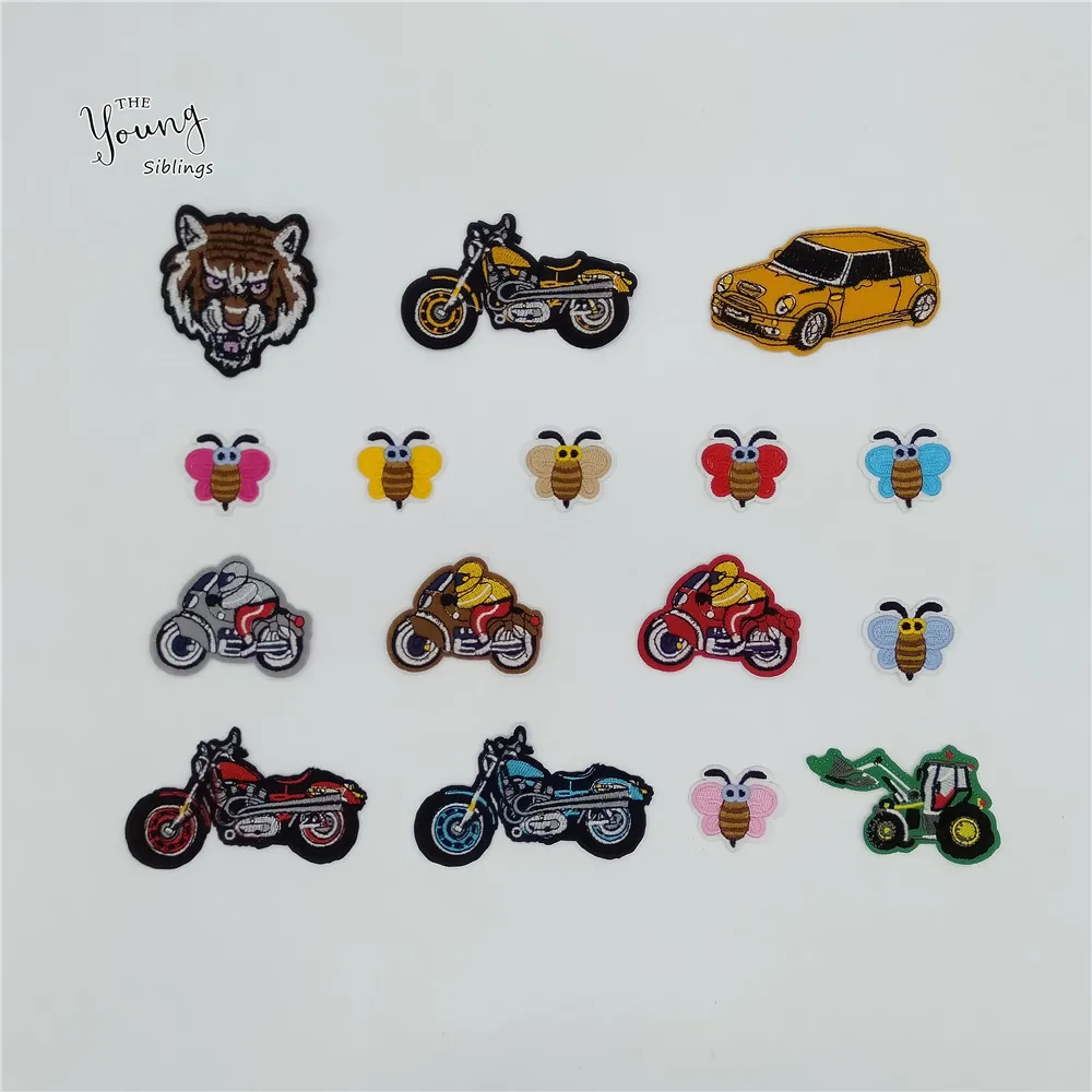 

New arrive Cartoon Car Bee Patch Embroidery Applique Iron on patch DIY Hot melt adhesive Motifs Clothing Badges Accessories