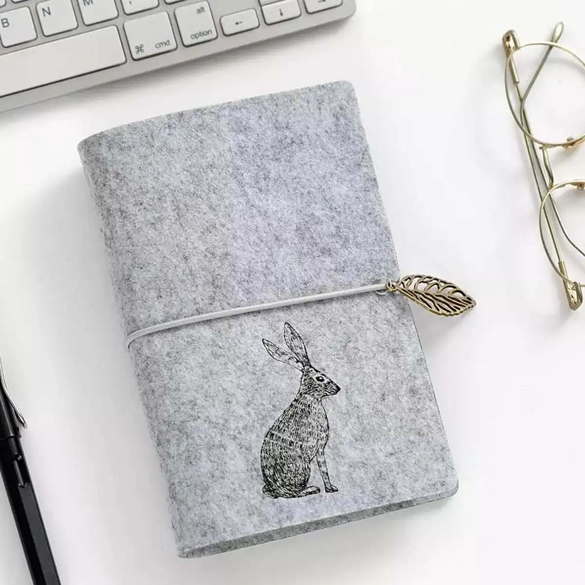 Rabbit Милый фетровый блокнот с обложкой, А6, внутренний блокнот с отрывным листом, дневник, план, Биндер, офисные школьные принадлежности, кольцо, Биндер, расписание, журнал - Цвет: Rabbit