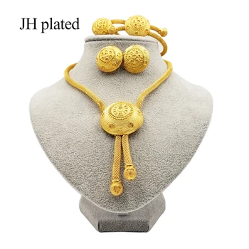 

Dubai gold jewelry sets for women Ethiopia African bridal wedding gifts Saudi Arab Necklace Bracelet earrings ring set jewellery