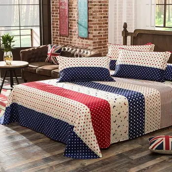 

50 100% Stars Moon Striped Flat Sheet For Single Double Bed Children Adults Bedroom Use Bed Sheet (No Pillowcase) XF638-11