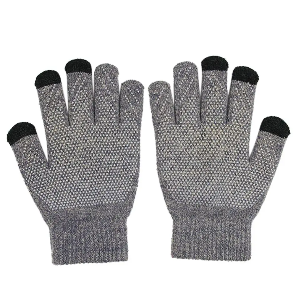 gray Studyset 1 пара перчаток мужские Противоскользящие перчатки с сенсорным экраном зимние теплые удобные дозирующие перчатки, свободный размер - Цвет: gray