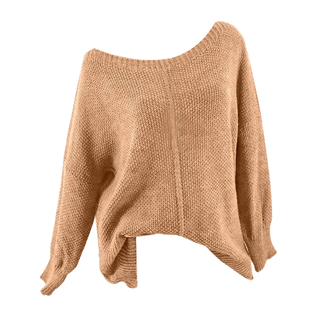 Модный Теплый Женский пуловер на осень и зиму, вязаный Однотонный свитер с длинным рукавом, повседневные свободные женские свитера размера плюс, Топ