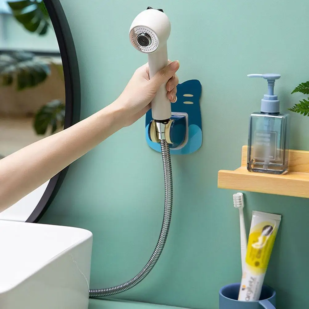 

1Pc Punch-free Fixed Shower Nozzle Base Cute Non-marking with Accessories Bathroom Nozzle Hook Shower Bracket N6N5