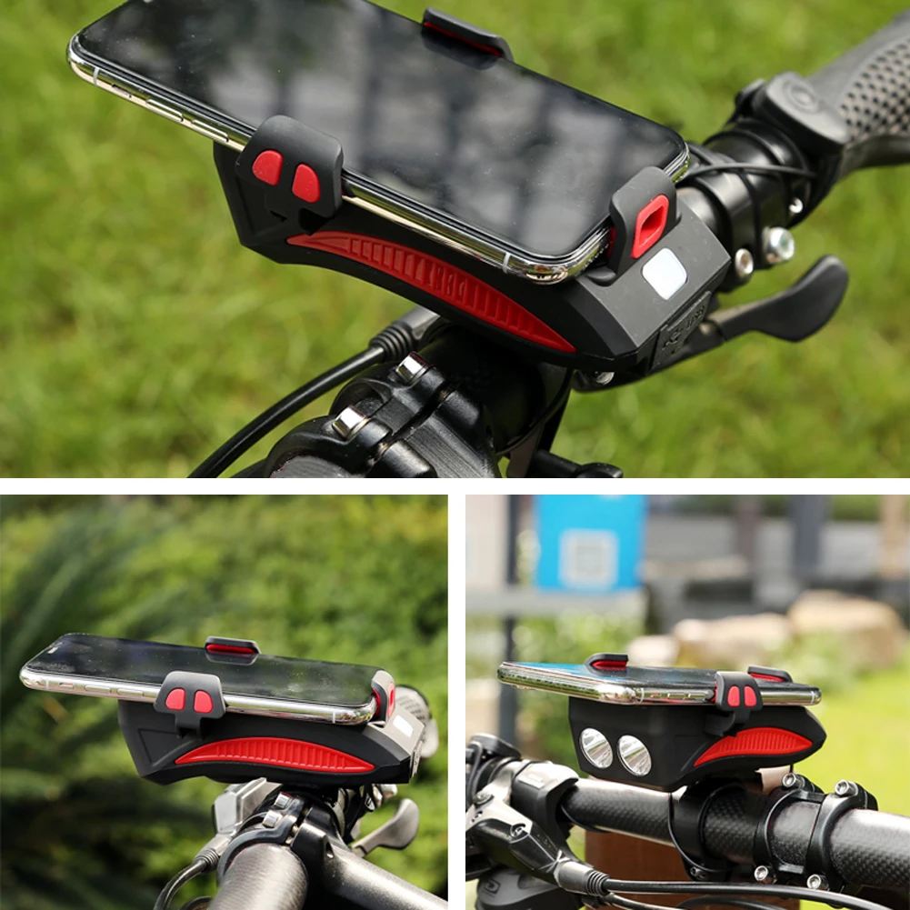 2000/4000LM Bicycle Light USB Rechargeable LED Bicycle Headlight Bike Horn Handlebar Phone Holder 3 in 1 multi-function light
