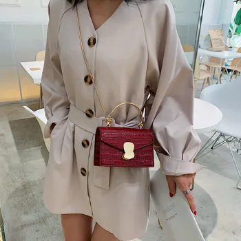 

2020 Mini Stone pattern PU Leather Crossbody Bags For Women Shoulder Bag With Metal Handle Lady Travel Handbags Totes