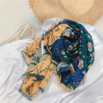 

women boho scarf 2020 foulard femme bufandas invierno mujer female autumn spring Spain style long orange bohemian scarf cape