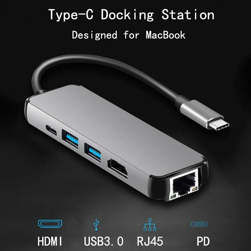 USB C док-станция для ноутбука USB 3,0 HDMI RJ45 Gigabit PD Fealushon для MacBook samsung Galaxy S9/S8/S8+ type C usb-хаб